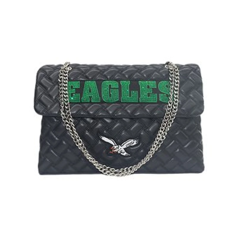 Women's Cuce Black Philadelphia Eagles Vegan Leather Oversized Tote Bag