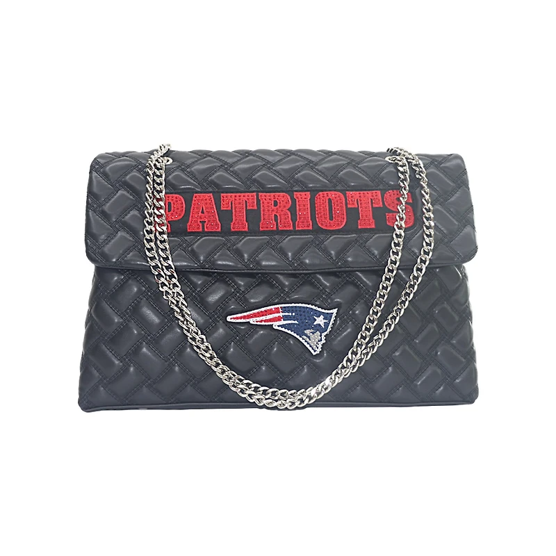 Women's Cuce Black New England Patriots Vegan Leather Oversized Tote Bag