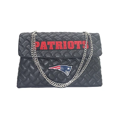 Women's Cuce Black New England Patriots Vegan Leather Oversized Tote Bag