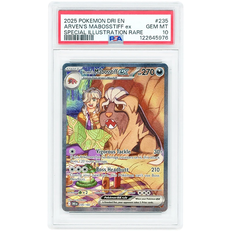 Arven's Mabosstiff ex 2025 Pokemon Destined Rivals Special Illustration Rare #235 PSA Authenticated 10 Card