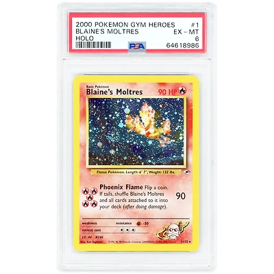 Blaine's Moltres 2000 Pokemon Gym Heroes Holo Rare #1 PSA Authenticated 6 Card
