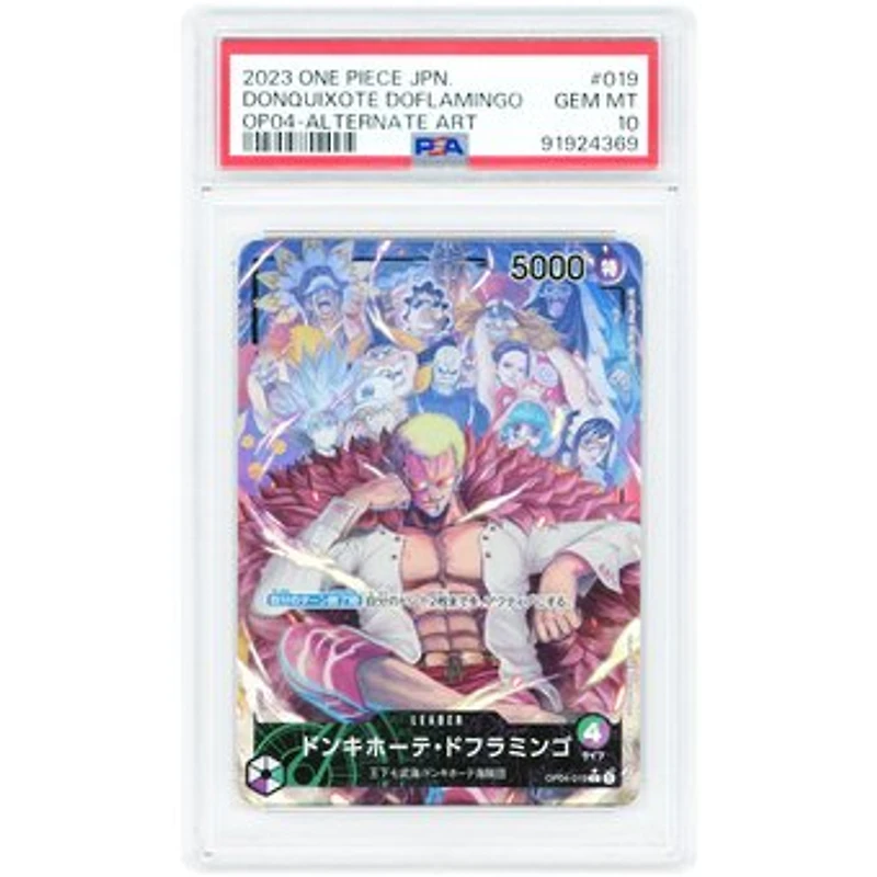 Donquixote Doflamingo 2023 One Piece Kingdoms of Intrigue Alternate Art #OP04-019 PSA Authenticated 10 Card