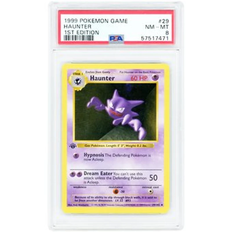 Haunter 1999 Pokemon Base Set 1st Edition Shadowless #29 PSA Authenticated 8 Card
