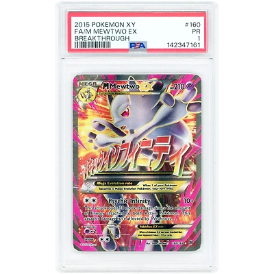 M Mewtwo EX 2015 Pokemon BREAKthrough Full Art Ultra Rare #160 PSA Authenticated 1 Card