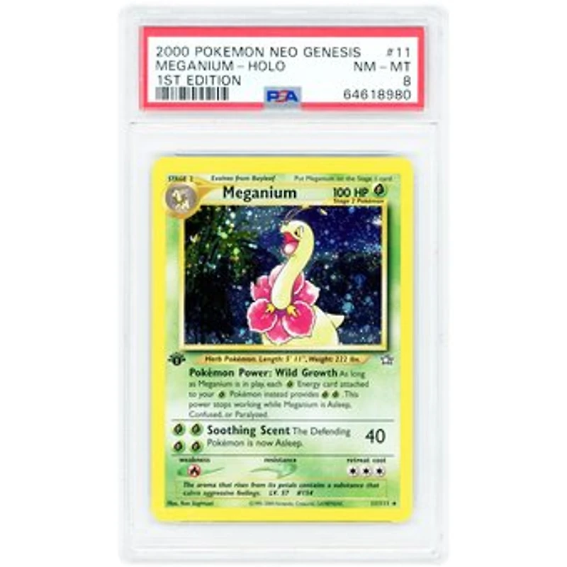 Meganium 2000 Pokemon Neo Genesis 1st Edition Holo Rare #11 PSA Authenticated 8 Card