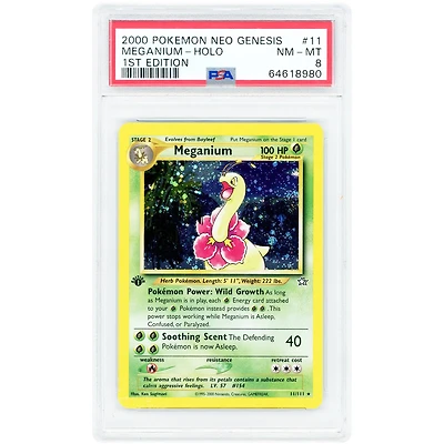 Meganium 2000 Pokemon Neo Genesis 1st Edition Holo Rare #11 PSA Authenticated 8 Card