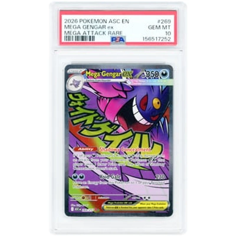 Mega Gengar ex 2026 Pokemon Ascended Heroes Mega Attack Rare #269 PSA Authenticated 10 Card