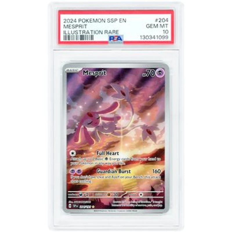 Mesprit 2024 Pokemon Surging Sparks Illustration Rare #204 PSA Authenticated 10 Card