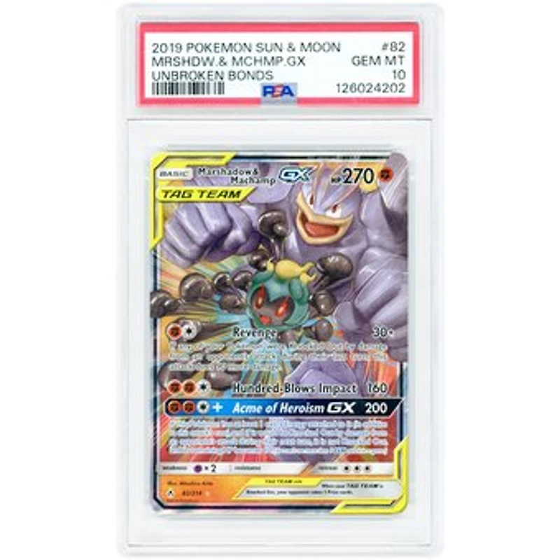 Marshadow & Machamp GX 2019 Pokemon Unbroken Bonds Ultra Rare #82 PSA Authenticated 10 Card