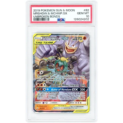 Marshadow & Machamp GX 2019 Pokemon Unbroken Bonds Ultra Rare #82 PSA Authenticated 10 Card