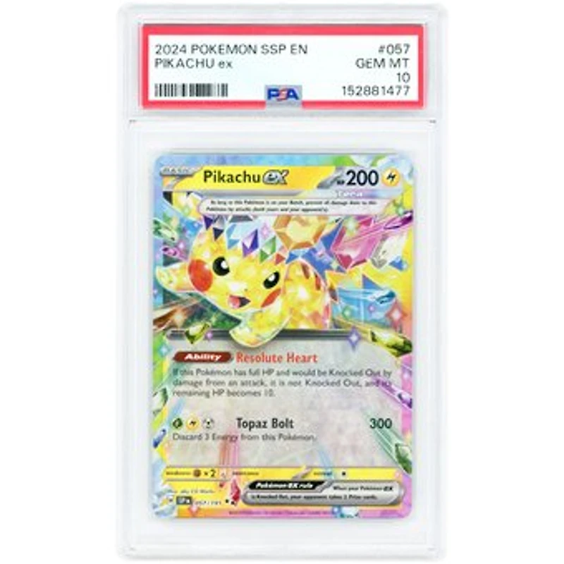 Pikachu ex 2024 Pokemon Surging Sparks Double Rare #57 PSA Authenticated 10 Card