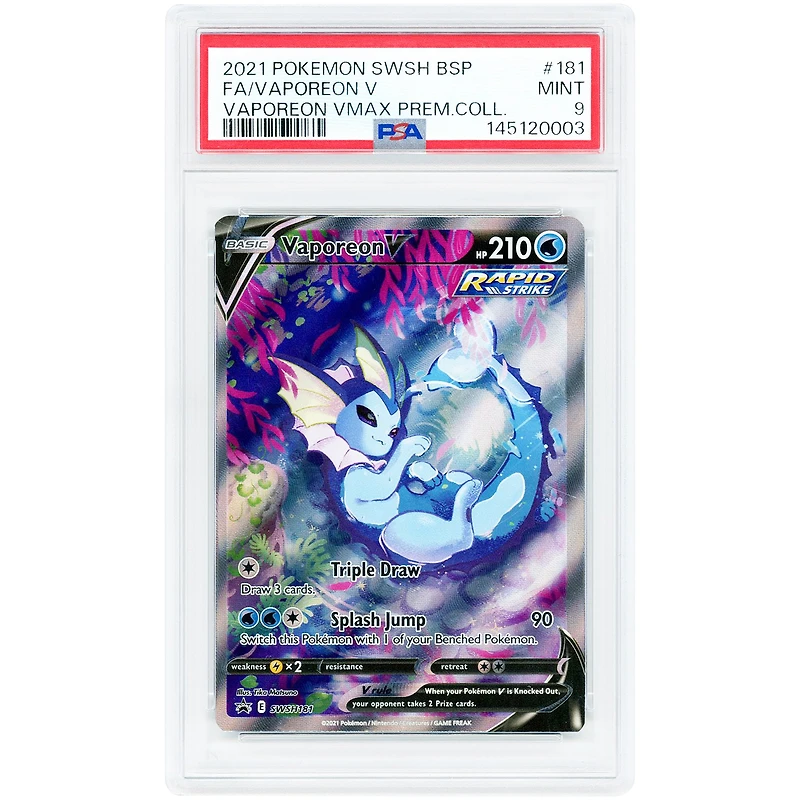 Vaporeon V 2021 Pokemon Sword & Shield Promo #SWSH181 PSA Authenticated 9 Card