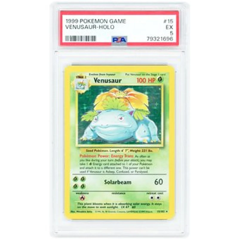 Venusaur 1999 Pokemon Base Set Unlimited Holo Rare #15 PSA Authenticated 5 Card