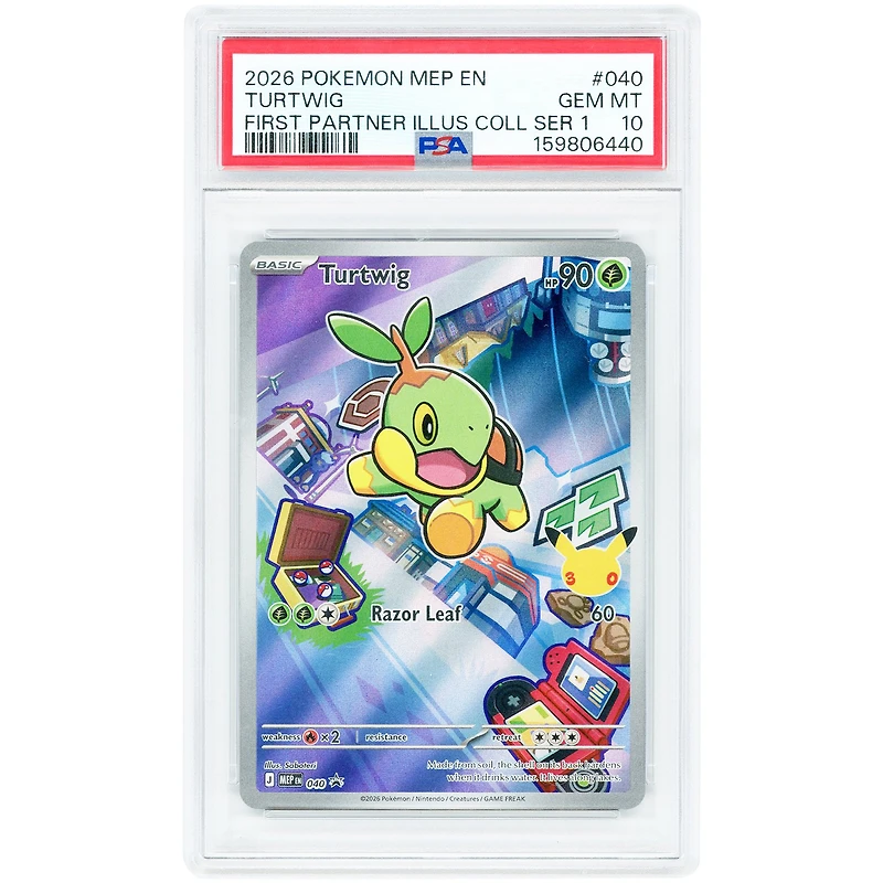 Turtwig 2026 Pokemon Mega Evolution First Partner Illustration Collection Series 1 #40 PSA Authenticated 10 Card