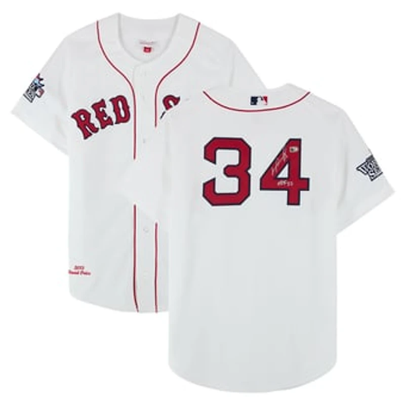 David Ortiz Boston Red Sox Autographed White Mitchell & Ness 2013 Authentic Jersey with "HOF 22" Inscription