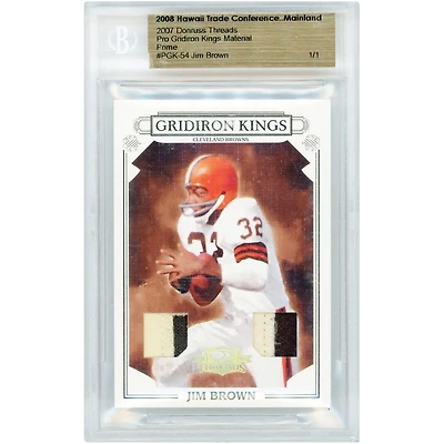 Jim Brown Cleveland Browns 2007 Donruss Threads Gridiron Kings Dual Two-Color Game Used Relics #PGK-54 #1/1 BGS Authenticated Card