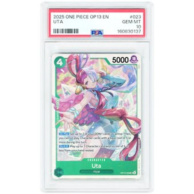 Uta 2025 One Piece Carrying On His Will Secret Rare #OP13-023 PSA Authenticated 10 Card