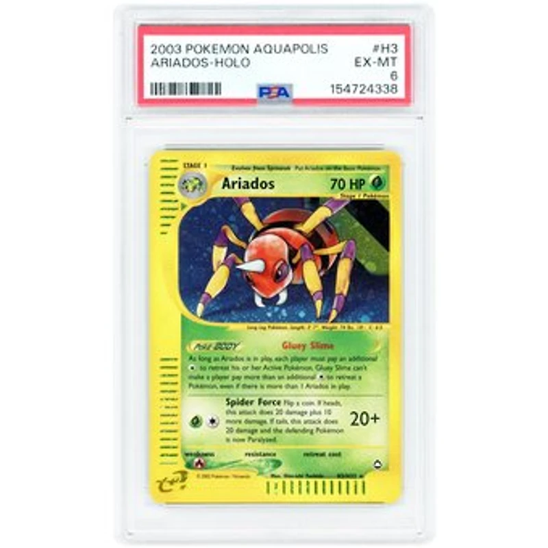 Ariados 2003 Pokemon Aquapolis Holo Rare #H3 PSA Authenticated 6 Card