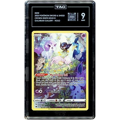 Mew 2023 Pokemon Crown Zenith Galarian Gallery Holo Rare #GG10 TAG Authenticated 9 Card