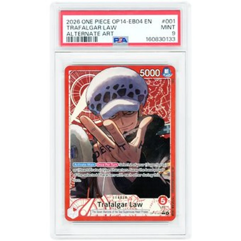Trafalgar Law 2026 One Piece The Azure Sea's Seven Alternate Art Leader #OP14-001 PSA Authenticated 9 Card