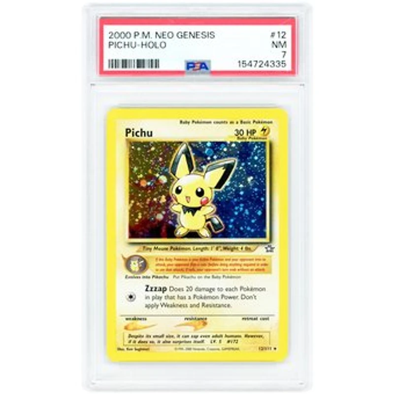 Pichu 2000 Pokemon Neo Genesis Holo Rare #12 PSA Authenticated 7 Card