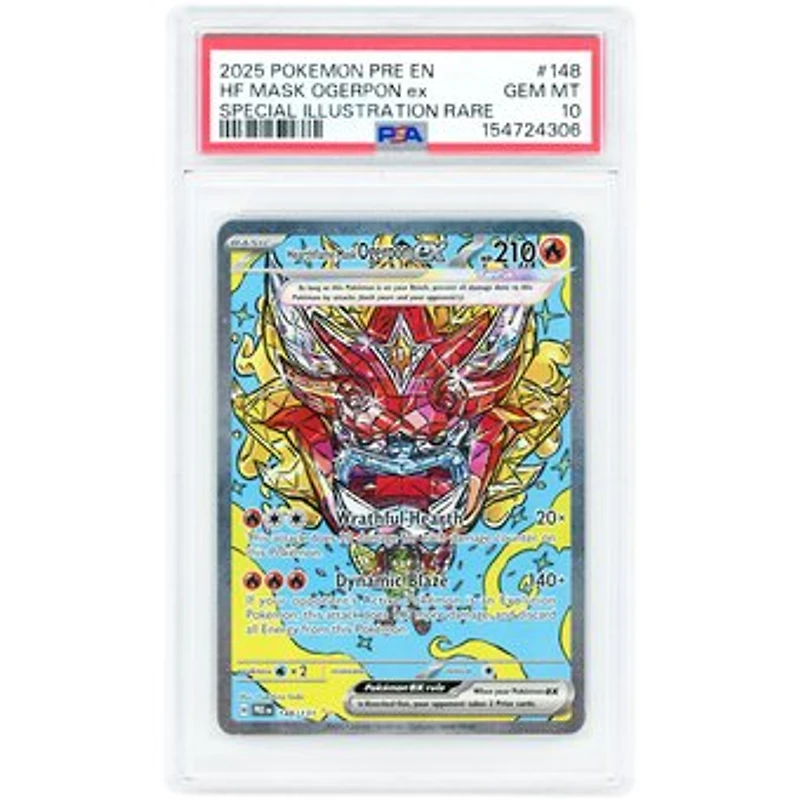 Hearthflame Mask Ogerpon EX 2025 Pokemon Prismatic Evolutions Special Illustration Rare #148 PSA Authenticated Card