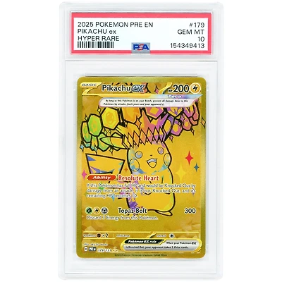 Pikachu EX 2025 Pokemon Prismatic Evolutions Hyper Rare #179 PSA Authenticated 10 Card