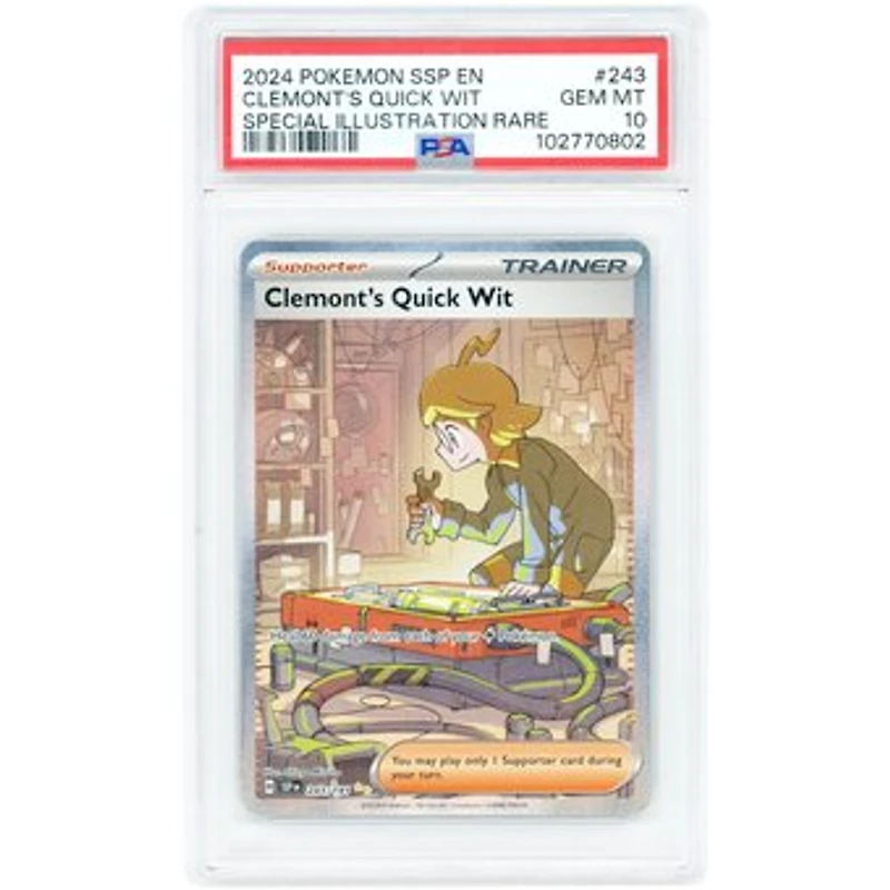 Clemont's Quick Wit 2024 Pokemon Surging Sparks Special Illustration Rare #243 PSA Authenticated 10 Card