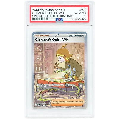 Clemont's Quick Wit 2024 Pokemon Surging Sparks Special Illustration Rare #243 PSA Authenticated 10 Card