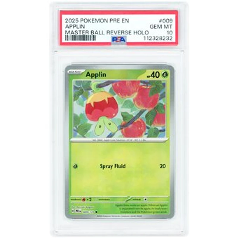 Applin 2025 Pokemon Prismatic Evolutions Master Ball Pattern #9 PSA Authenticated 10 Card
