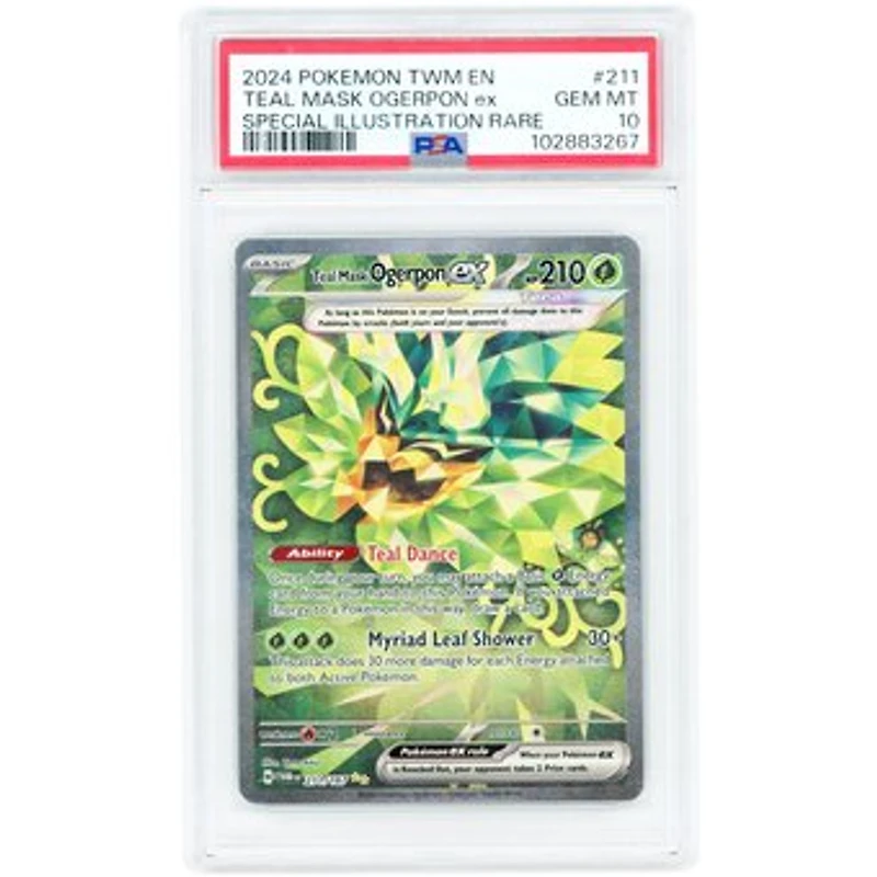 Teal Mask Ogerpon ex 2024 Pokemon Twilight Masquerade Special Illustration Rare #211 PSA Authenticated 10 Card