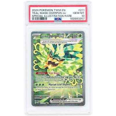 Teal Mask Ogerpon ex 2024 Pokemon Twilight Masquerade Special Illustration Rare #211 PSA Authenticated 10 Card