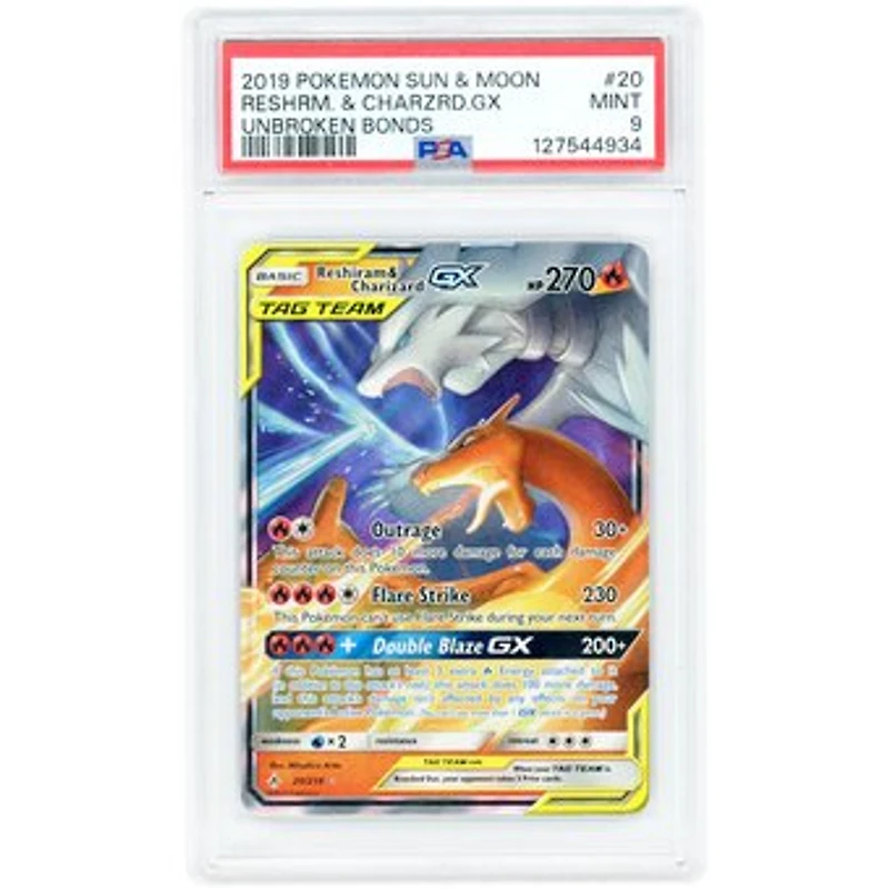 Reshiram & Charizard GX 2019 Pokemon Unbroken Bonds Ultra Rare #20 PSA Authenticated 9 Card