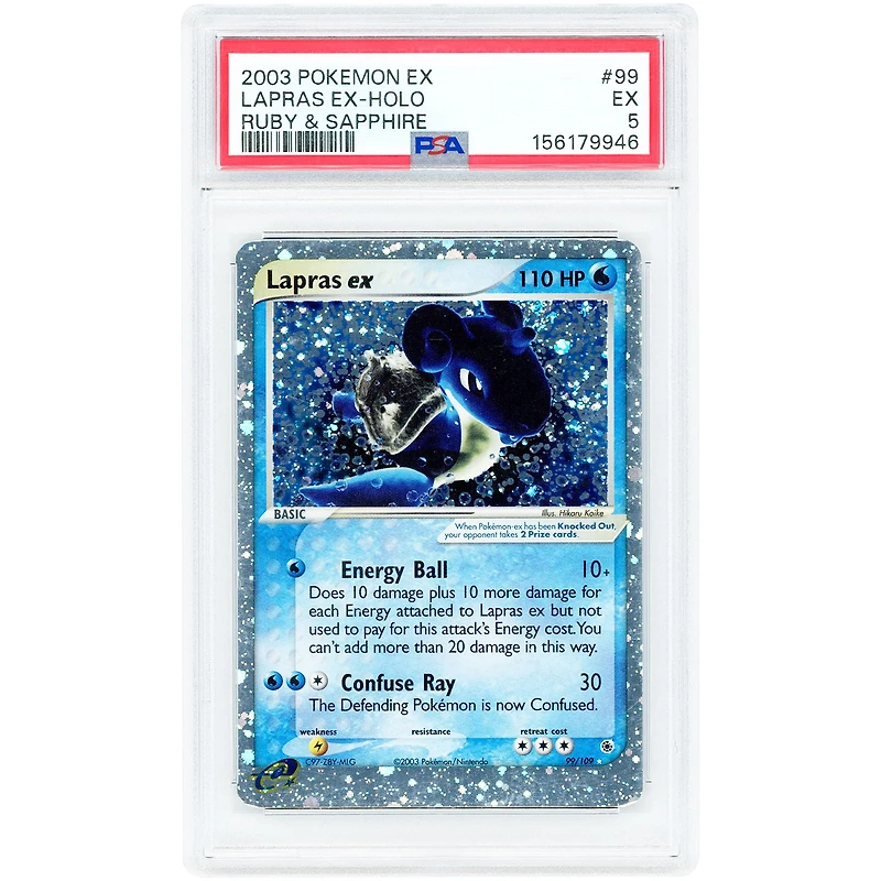 Lapras ex 2003 Pokemon EX Ruby & Sapphire Ultra Rare #99 PSA Authenticated 5 Card