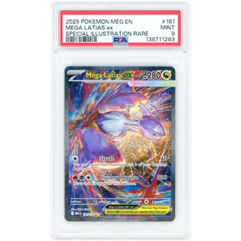 Mega Latias ex 2025 Pokemon Mega Evolution Special Illustration Rare #181 PSA Authenticated 9 Card