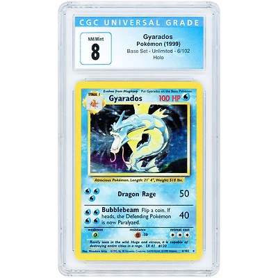 Gyarados 1999 Pokemon Base Set Unlimited Holo Rare #6 CGC Authenticated 8 Card