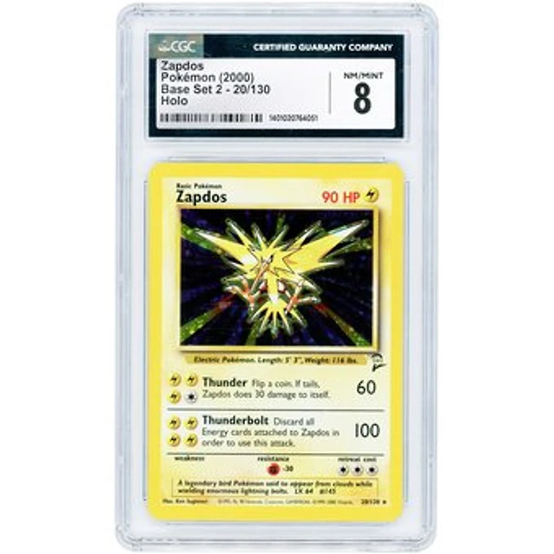 Zapdos 2000 Pokemon Base Set 2 Holo Rare #20 CGC Authenticated 8 Card