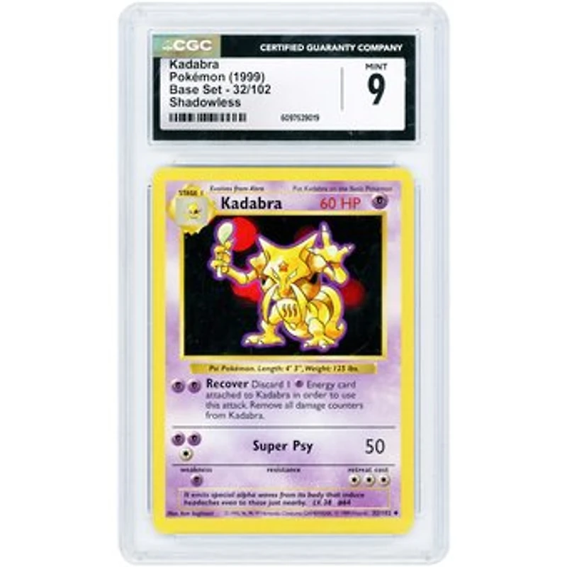 Kadabra 1999 Pokemon Base Set Shadowless #32 CGC Authenticated 9 Card