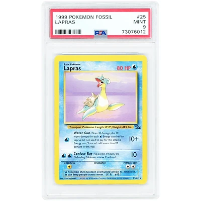 Lapras 1999 Pokemon Fossil Rare #25 PSA Authenticated 9 Card