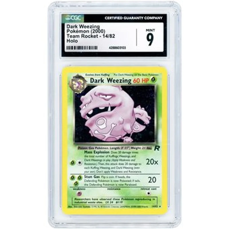 Dark Weezing 2000 Pokemon Team Rocket Holo Rare #14 CGC Authenticated 9 Card
