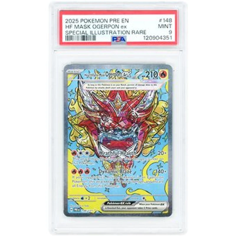 Hearthflame Mask Ogerpon ex 2025 Pokemon Prismatic Evolutions Special Illustration Rare #148 PSA Authenticated 9 Card