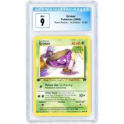 Grimer 2000 Pokemon Team Rocket 1st Edition #57 CGC Authenticated 9 Card