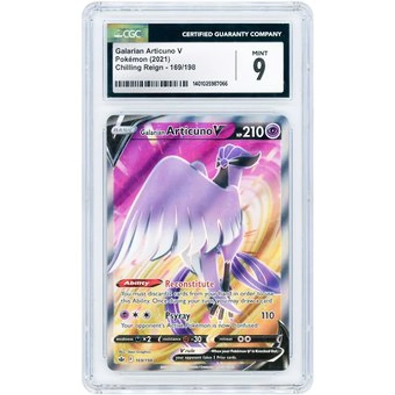 Galarian Articuno V 2021 Pokemon Chilling Reign Full Art Ultra Rare #169 CGC Authenticated 9 Card