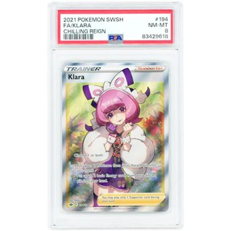Klara 2021 Pokemon Chilling Reign Full Art Ultra Rare #194 PSA Authenticated 8 Card