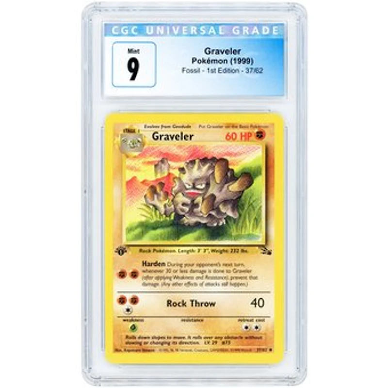 Graveler 1999 Pokemon Fossil 1st Edition #37 CGC Authenticated 9 Card