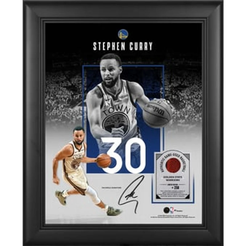 Stephen Curry Golden State Warriors Facsimile Signature Framed 11" x 14" Showcase Collage with a Piece of Game-Used Basketball - Limited Edition of 250