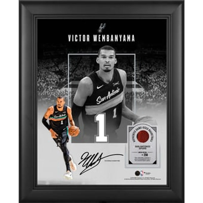 Victor Wembanyama San Antonio Spurs Facsimile Signature Framed 11" x 14" Showcase Collage with a Piece of Game-Used Basketball - Limited Edition of 250