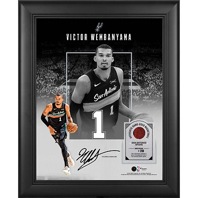 Victor Wembanyama San Antonio Spurs Facsimile Signature Framed 11" x 14" Showcase Collage with a Piece of Game-Used Basketball - Limited Edition of 250