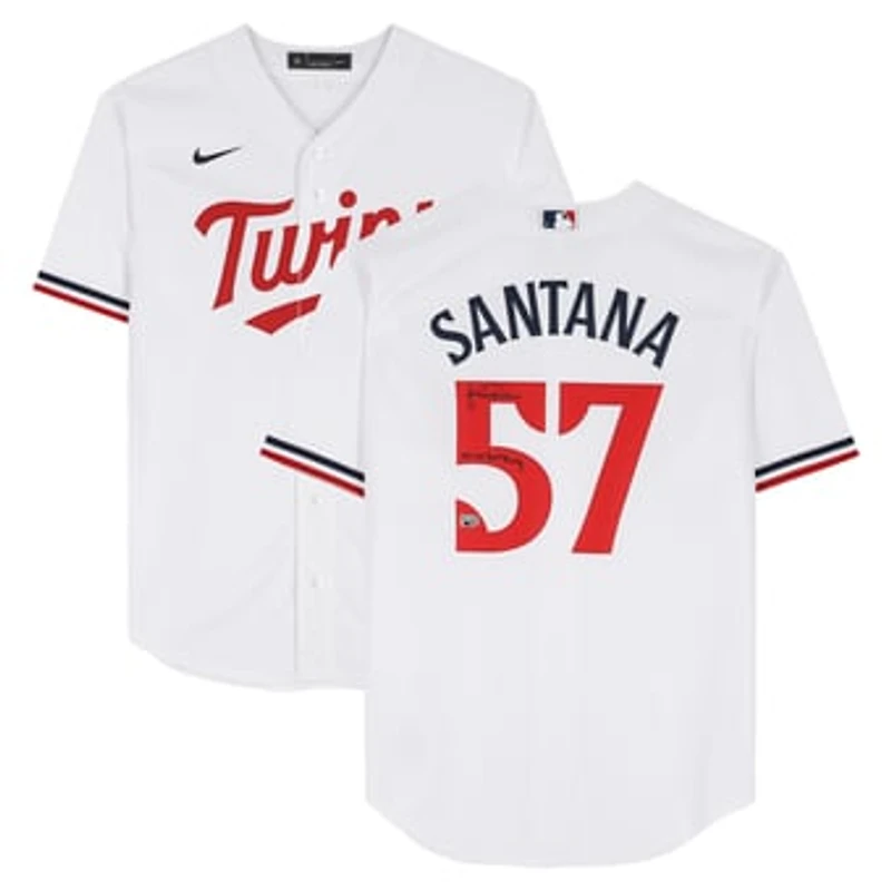 Johan Santana Minnesota Twins Autographed White Nike Replica Jersey with "04, 06 AL Cy Young" Inscription