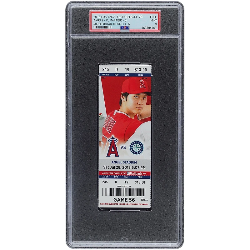 Shohei Ohtani Los Angeles Angels July 28, 2018 PSA Authenticated 9 Ticket